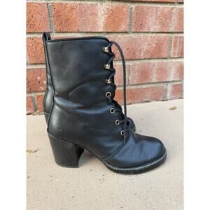 Women’s Stuart Weitzman Block Heel Combat Boots Sz.38.5 Black